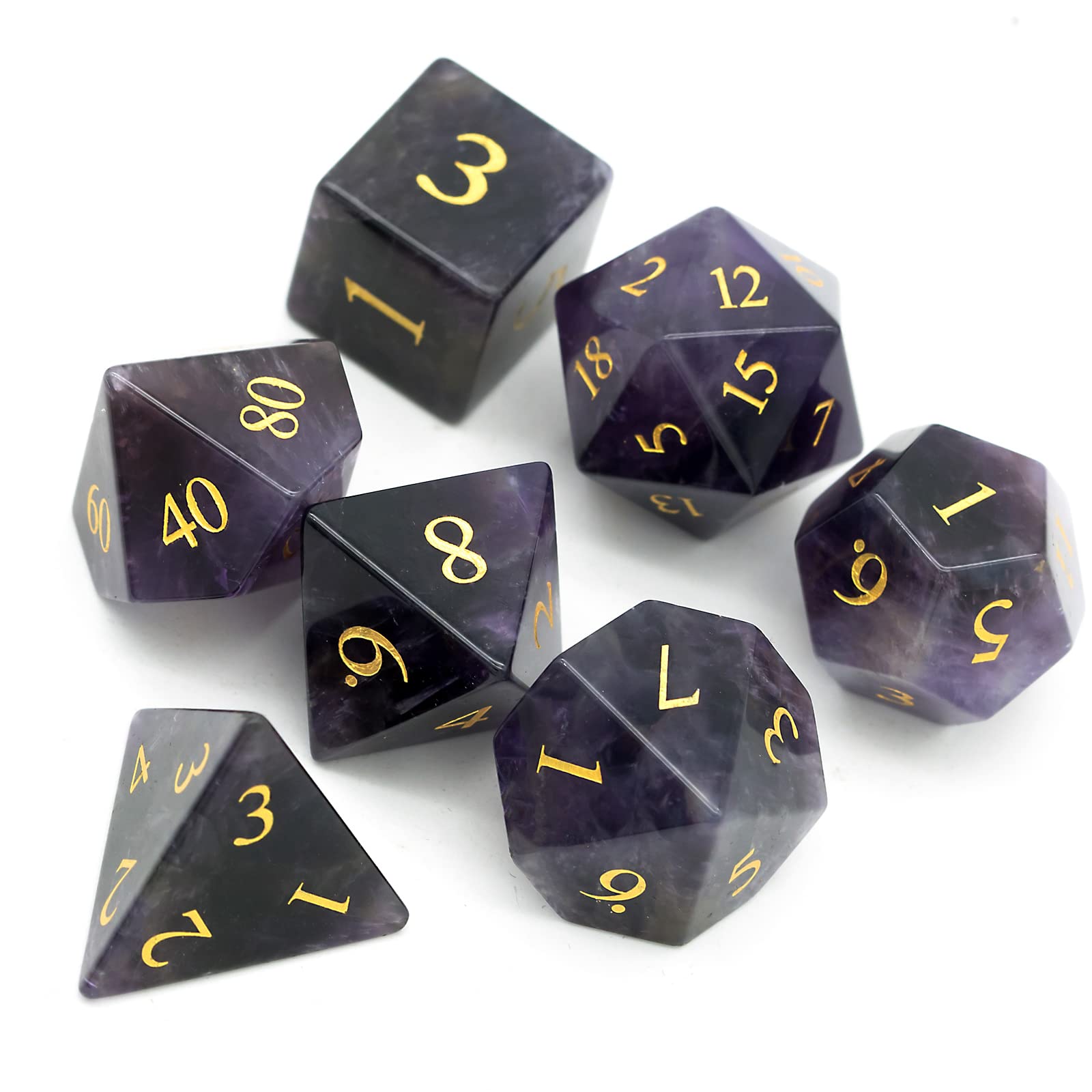 Amazon.com: UDIXI Natural Gemstone Dice Set D&D , 7PCS Crystal DND Dice for  Dungeons and Dragons, Handmade Stone Dice for MTG Table Games (Amethyst) :  Toys & Games