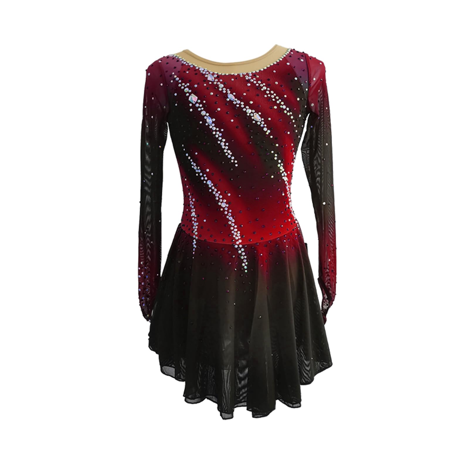 LIUHUO Robe de patinage artistique à manches longues pour fille faite à la main