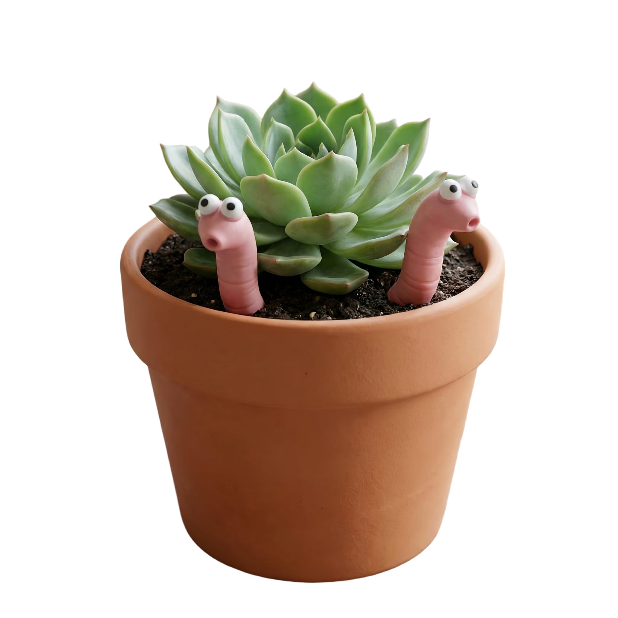 Kitcariole 2 Pack Plant Pot Decor Picks Funny Pink Soil Critters for Planters, Garden Pots, Patio and Lawn Display