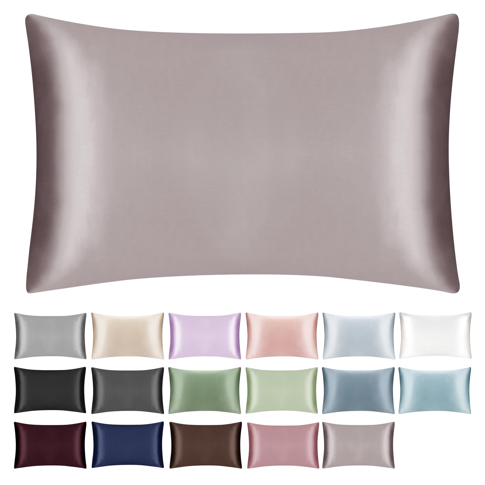 SILKTALE 19 Momme 100% Mulberry Silk Pillowcase for Hair and Skin,Pure Silk Pillow Case with Hidden Zipper,1pc,Taupe,Standard Size 50x65 cm โ image 1