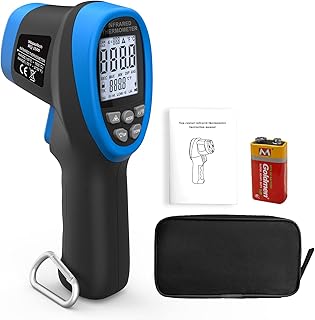 Infrared Thermometer High Temp Pyrometer -58℉- 2732℉ (-50℃ to 1500℃) Non Contact Industrial Laser Thermometer Gun 30:1 Distance Spot Ratio(Not for Human Temp)
