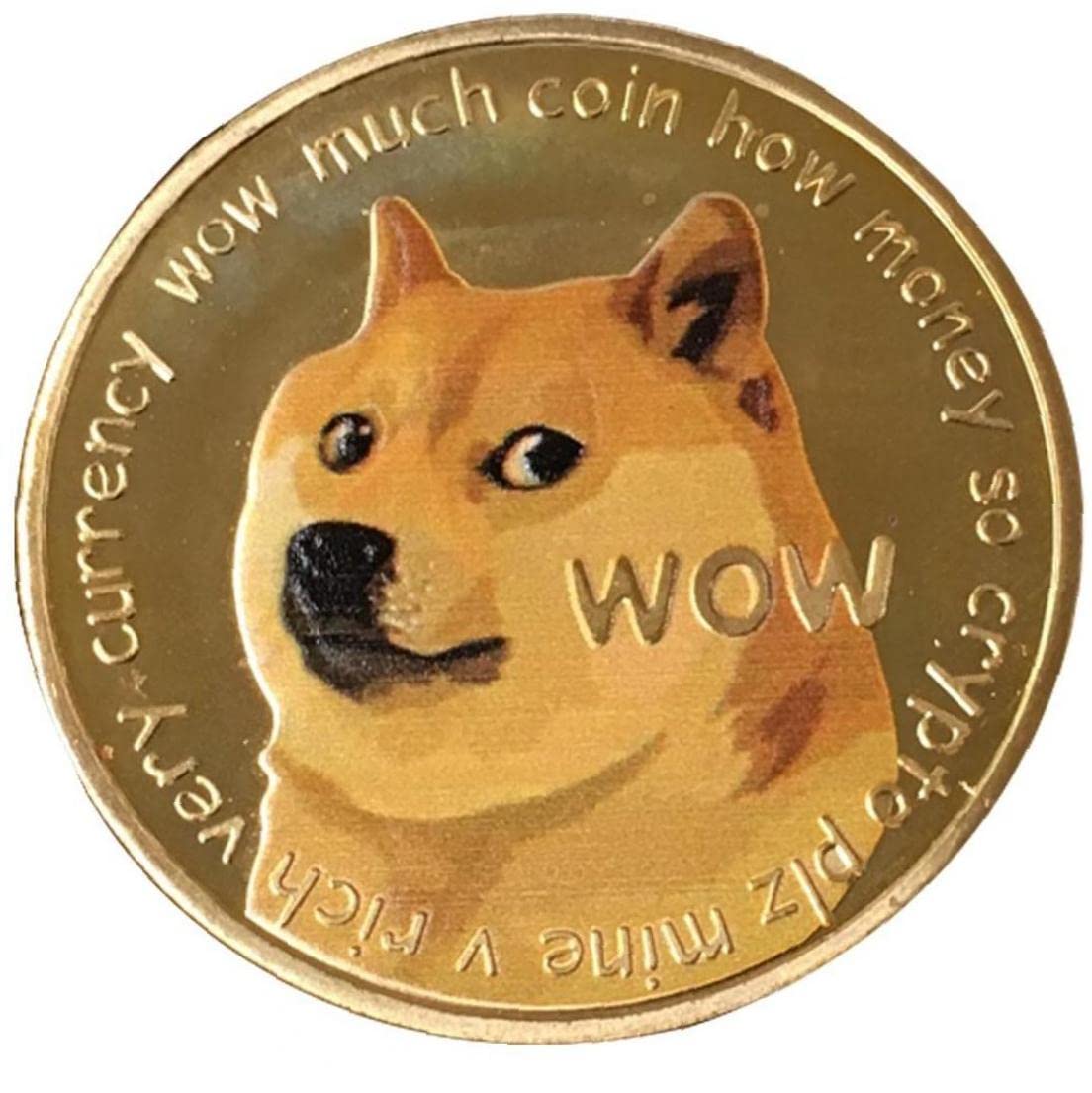 Zonster 1pc Collectible Golden Dogecoin with Protective Case, Dogecoin Commemorative Coin Gold Plated Doge Coin Limited Edition Collectible Coin - Gold