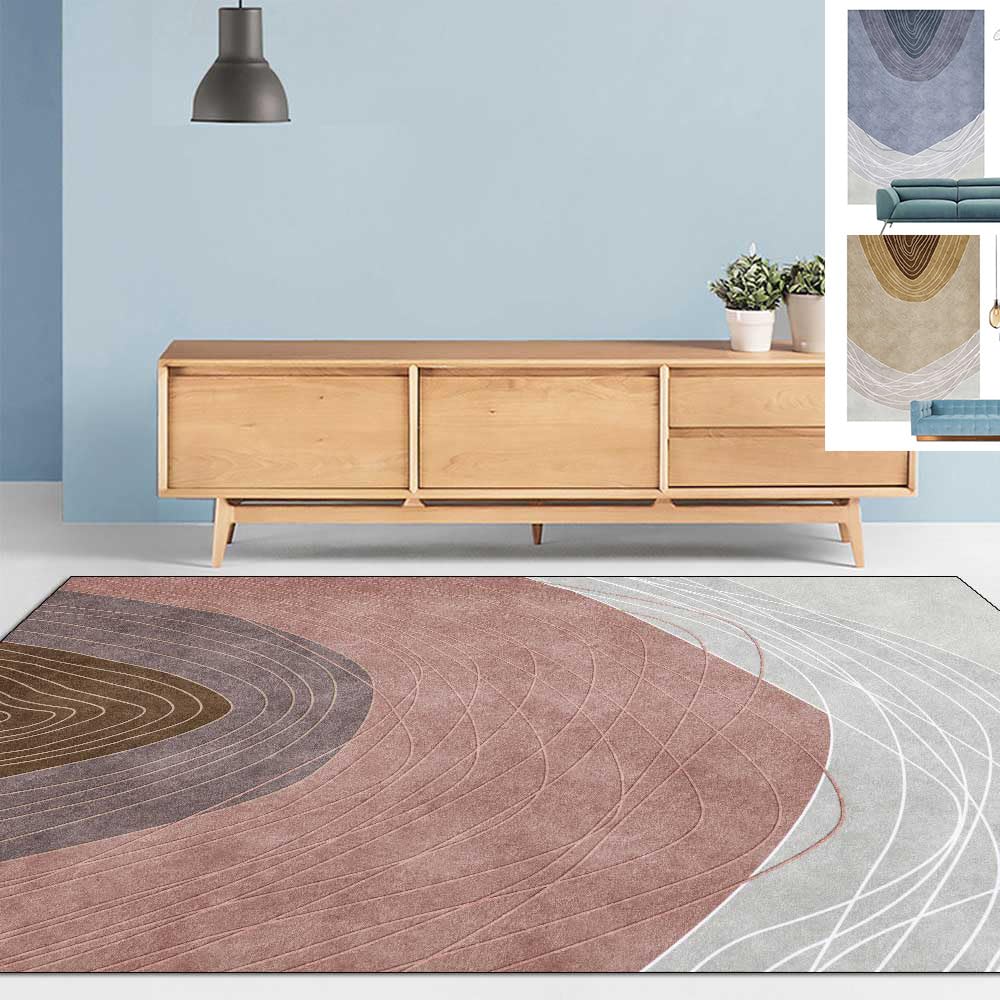Tapis doux rose moderne 120x180 cm au design abstrait et raffiné