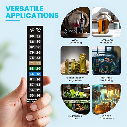 Miniatura 7 de Tira de termómetro adhesiva, pantalla digital de temperatura para fermentación, elaboración de cerveza, vino, cerveza, kombucha o acuarios. Adhesivo