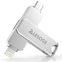 LESOGE Chiavetta USB 512GB per iPhone MFi, 3 connettori USB 3.0 Argento