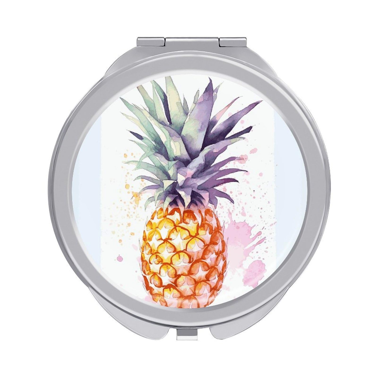 FekiLoot Pineapple Travel Makeup Mirror 2 X /1 X Magnifying Slim Pocket Mirrors Compact for Purse Travel Makeup Mirrors for Pocket, Handbag, Purse Women Gift