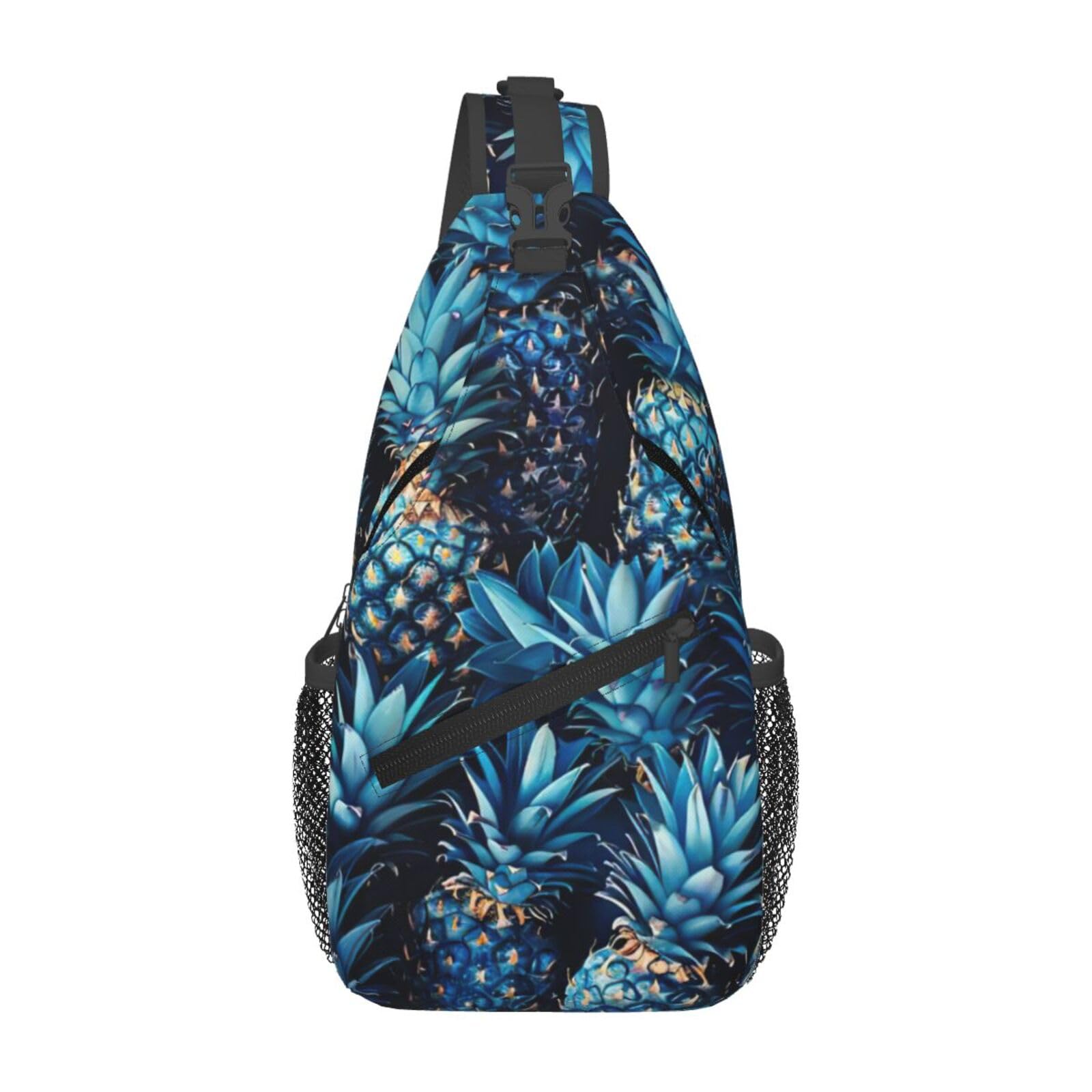 Sac de jour imprimé ananas bleu avec rangement compact et léger - 8