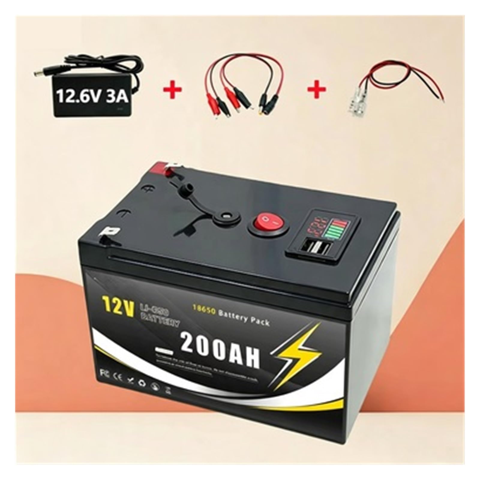 Batteria A Ciclo Profondo Batteria Al Litio 12V 200Ah | LiFePO4 4000+ cicli profondi BMS incorporati(12v 150Ah-charger)