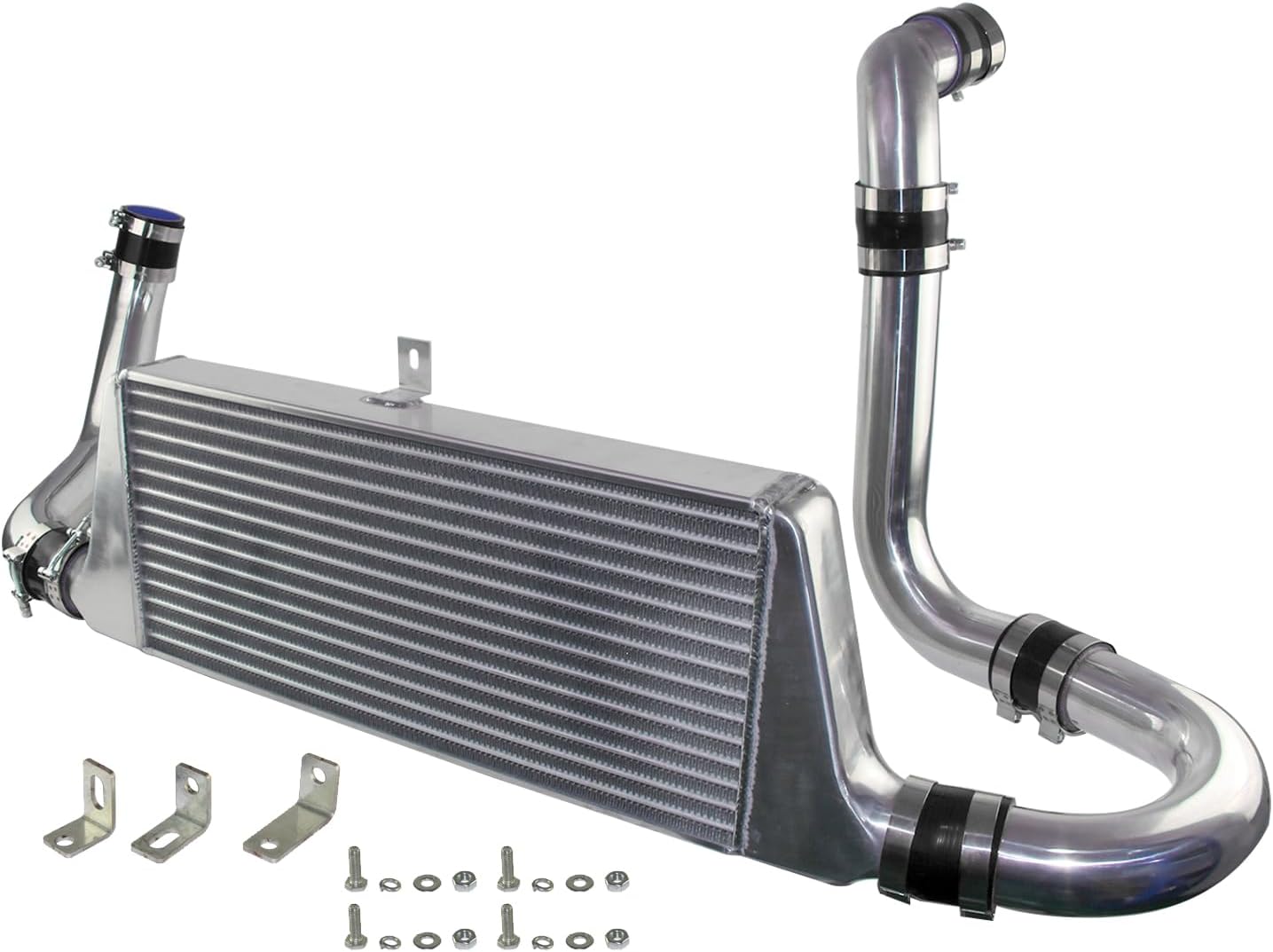 Front Mount Tube & Fin Intercooler Kit for Mark II JZX110 1JZ-GTE 1JZGTE 2.5L Torbo Engine 2000-2004 450BHP Aluminum Black
