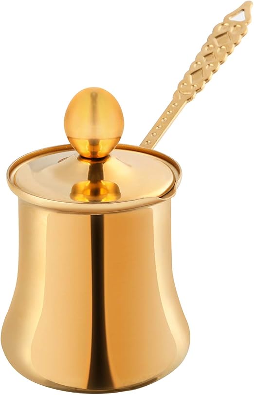 Amazon.com: Ulanul - Cafetera turca dorada de 0.059 in, estilo griego,  acero inoxidable, calentador de leche, inducción, 18.9 fl oz : Hogar y  Cocina