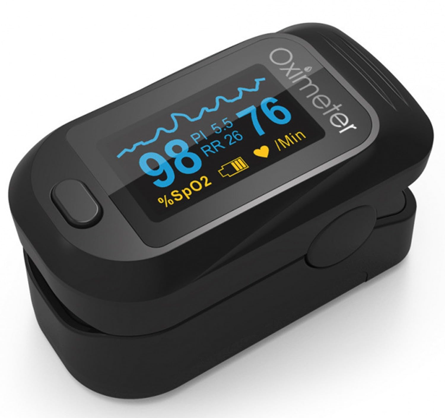 Oxymétre De Doigt,Oxymètre De Pouls,Saturometre Oxymetre, Mesure Précise De La Saturation en Oxygène dans Le Sang, Écran OLED Mesure Spo2 Et PI、PR