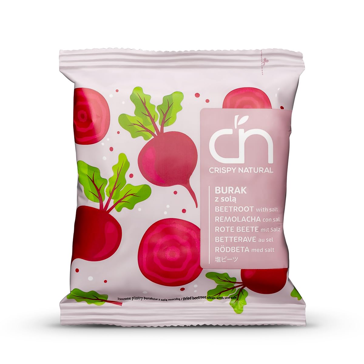 Crispy Natural Tranci di Barbabietola Essiccata con Sale Marino 24 x 18g Naturali Senza Aggiunta di Zucchero e Grassi Confezioni Pratiche