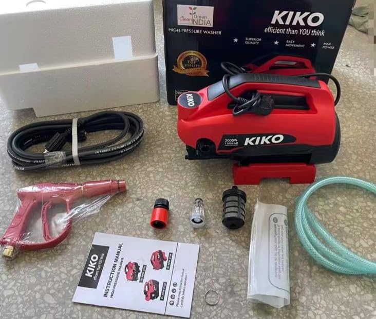 Image of KIKO 2124 High Pressure Washer, 2000 Watts, 150 Bar, 8L /min Flow Rate, for car, Bike, Garden and Home Cleaning Purpose