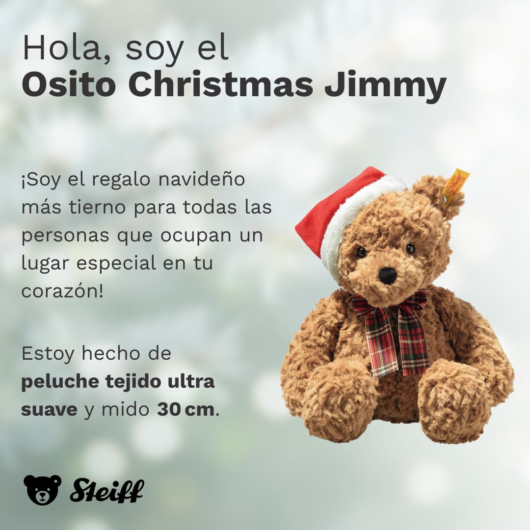 Steiff Osito Jimmy Christmas, Peluche Encantador con Ojos de plástico, para peques, niños y niñas, Friends, 30 cm, marrón, 113239