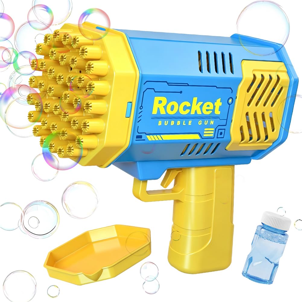 Bubble Machine, Bubble Maker, Bubble Gun for Kids, Rocket Bubble Gun Machine, Outdoor Garden Party Games Toys, Gift for Boys Girls （Blue） ﻿
