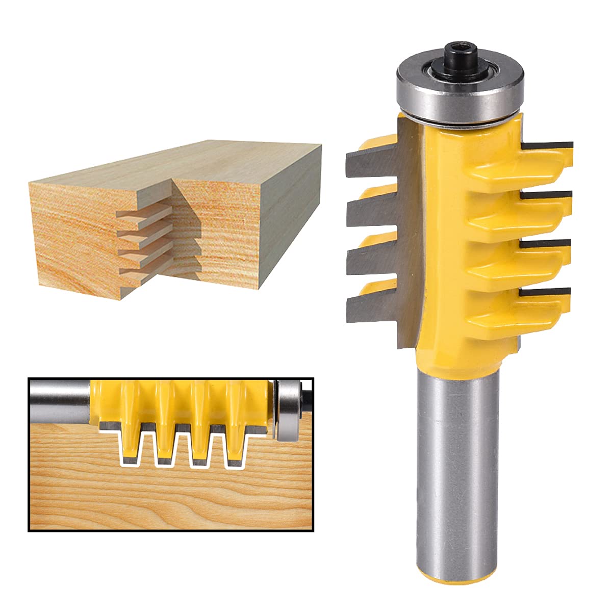HOHXEN Finger Joint Router Bits 1/4" Shank Drawer Lock Router Bit Reversible Finger Joint Glue Joint Router Bit Carbide Joinery Wood Milling Cutter for DIY Door Table Cabinet Shelve Furniture - - 