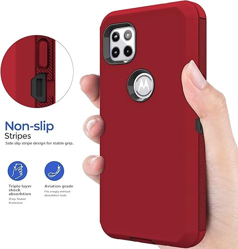 Miniatura 3 de Annymall Funda para Moto One 5G Ace con protector de pantalla, resistente de triple capa, a prueba de golpes, a prueba de caídaspolvo, híbrida,