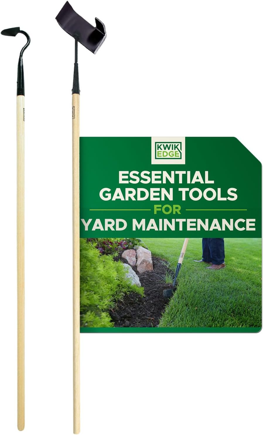 Weeder & Lawn Edger for Landscaping - Manual Edgers, Edging Shovel for Precise Clean Borders, Garden Cultivator Long Handle for Tight Spaces, Long Handle Garden Tools Landscaping - KWIK EDGE Duo