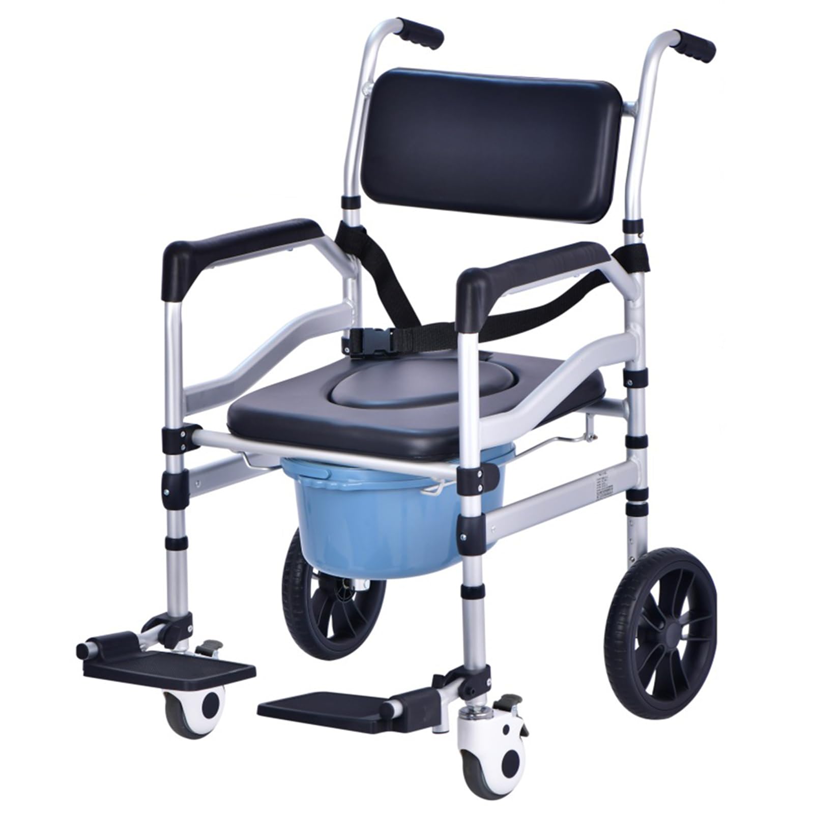 BHGFYXBS Mobile Commode Chair With Adjustable Height Flip Up Footrest And Wheels Multifunction Transport Wheelchair For Elderly And Disabled A O Type,A-O Type,A-O Type,A-O type
