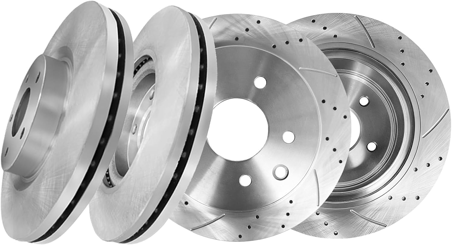PM Auto Set of 4 Front 296mm Brake Disc Rotors-Rear 291.5mm Drilled Slotted Brake Disc Rotors Replacement For 2007-2013 Nissan Altima