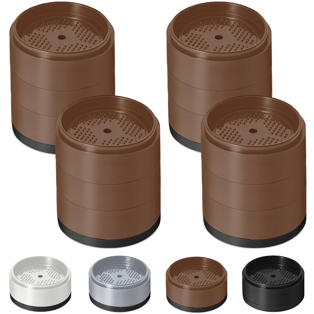 Elevadores de cama de 1, 2, 3 y 4 pulgadas, resistentes, ajustables para mesa, escritorio, sofá, silla, refrigerador, lavadora, bloques apilables (marrón, paquete de 4, 1+1+1 pulgadas)