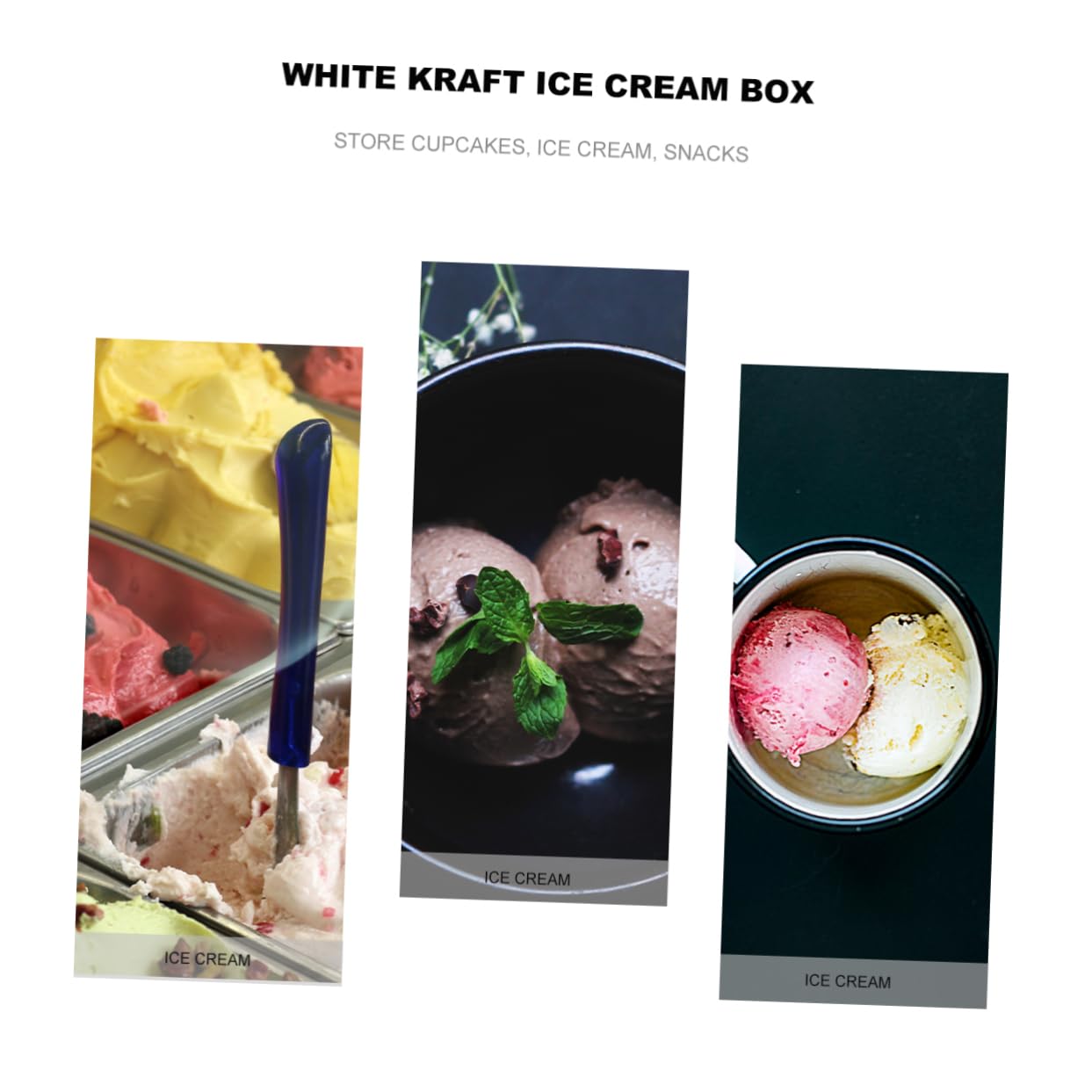 SOLUSTRE 25sätze Eiscremebox Kraftpapier Mit Deckeln Leichte Und Tragbare Aufbewahrung Für Desserts Für Partys Und Zuhause Und