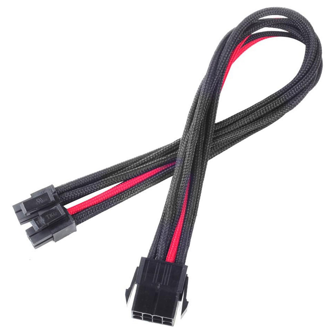 SilverStone Netzteil-Verlängerungskabel SST-PP07-EPS8BR Netzteil-Verlängerungskabel 30cm EPS 8pin auf EPS/ATX 4+4pin, schwarz/rot