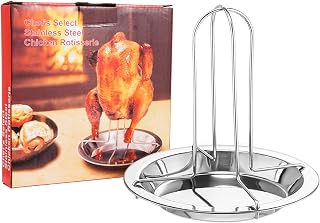 ZARADU Vertical Roaster Holder With Drip Pan - Chicken Roaster Rack - Stainless Steel Grill Chicken Holder，Bbq Beer Can Cooking Utensils For Outdoor Camping (1pcs)