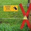 Blulu 8 Pieces Electric Fence Warning Signs 10 x 4 Inch Plastic Danger Electric Fence Signs Safe Caution Warning for Farm Home