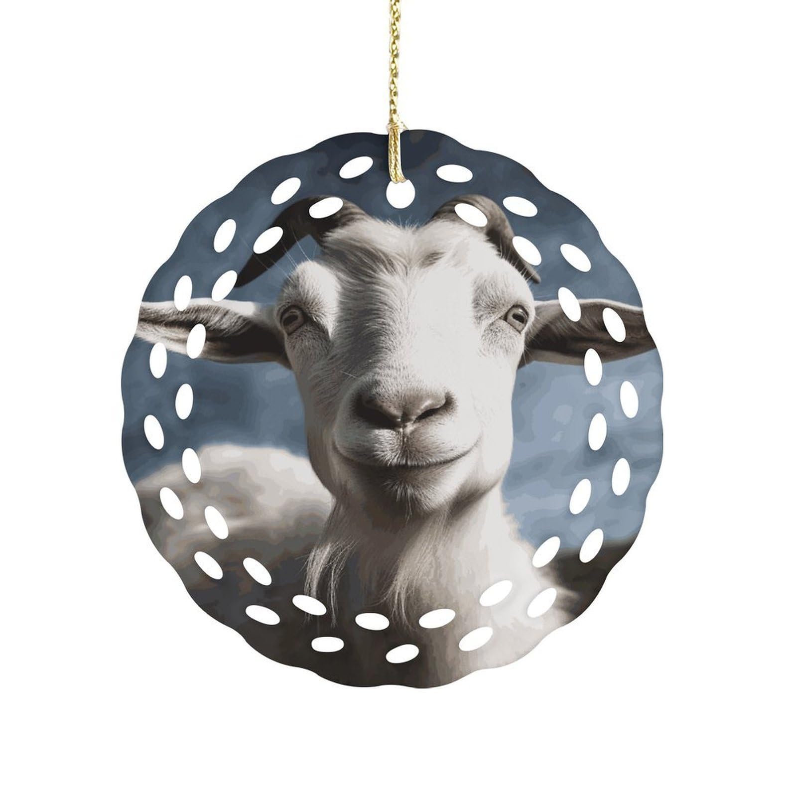 Fekiloot Women's Style Goat Ceramic Ornaments 3 Inch Round,Holiday Keepsake For ,Girls,Pet Owners,Hanging Ornament Gifts Idea For Home
