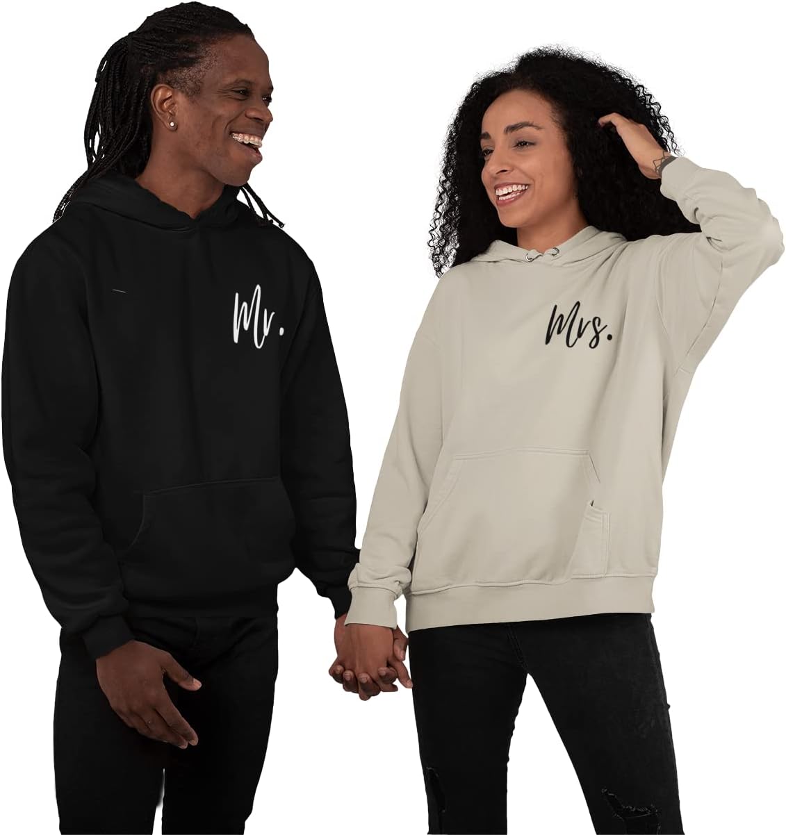 Mr and Mrs Matching Married Hoodie or sweatshirt Newlywed Sweater Bride and Groom Gift Multi Color