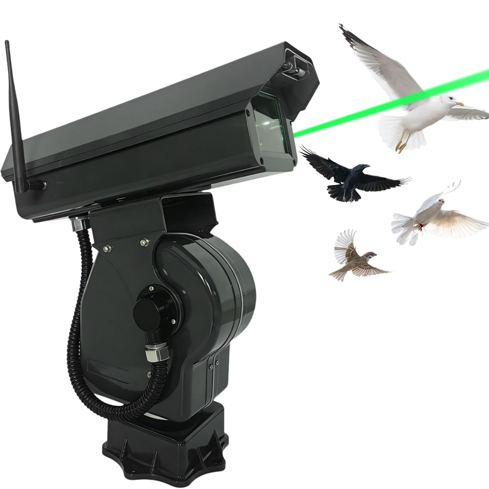 JIANGYUXINLI Industrial Laser Bird Deterrent With APP Control, 360° Automatic Cruise Laser Bird Repellent, Birds Scare Devices, Waterproof, Protects Wind Turbines/Substations/Farms/Orchards