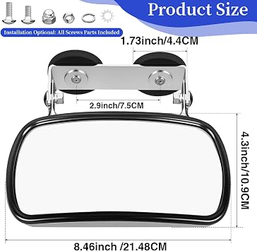 Universal Magnetic Tractor Mirror for Tractors, Forklifts, Golf Cart, 8x4 Inch HD Convex Glass, Forklift & Golf Cart,Kubota, Quick-Install U-Bracket & Zero Slip Grip for John Deere