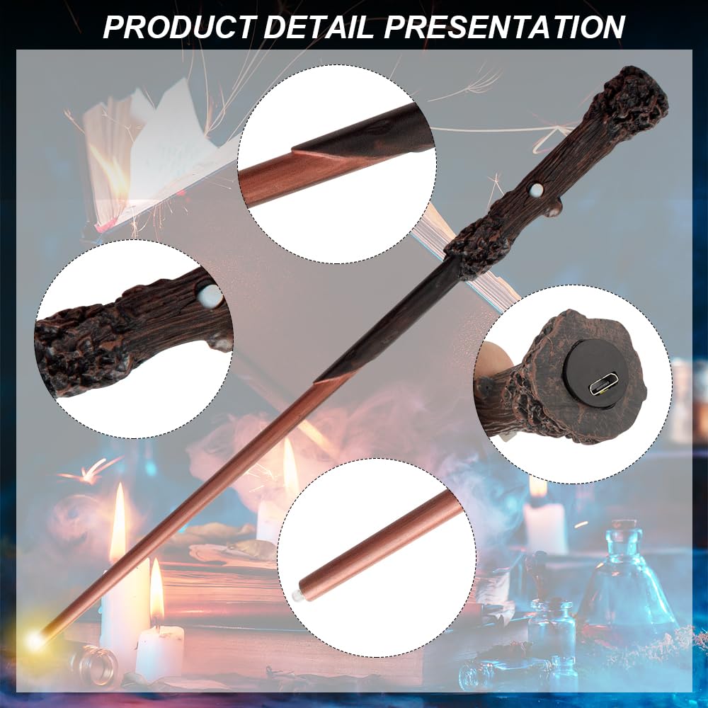 WDKXCN Harry Potter Wand, 35CM Glowing Magic Wand, USB Charging, Gift Box, Spell Card, Station Ticket, Necklace - Image 3