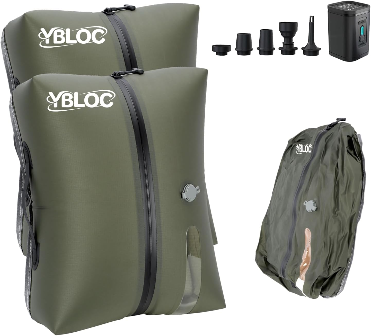 YBLOC Compact Vacuum Travel Bags with Pump - 2-Pack 19L Space Saver Compression Bags, IP67 Waterproof Reusable Vacuum Bags for Carry-On Suitcase & Backpack, Blankets, Seasonal Storage (2 PC/19L+Pump)