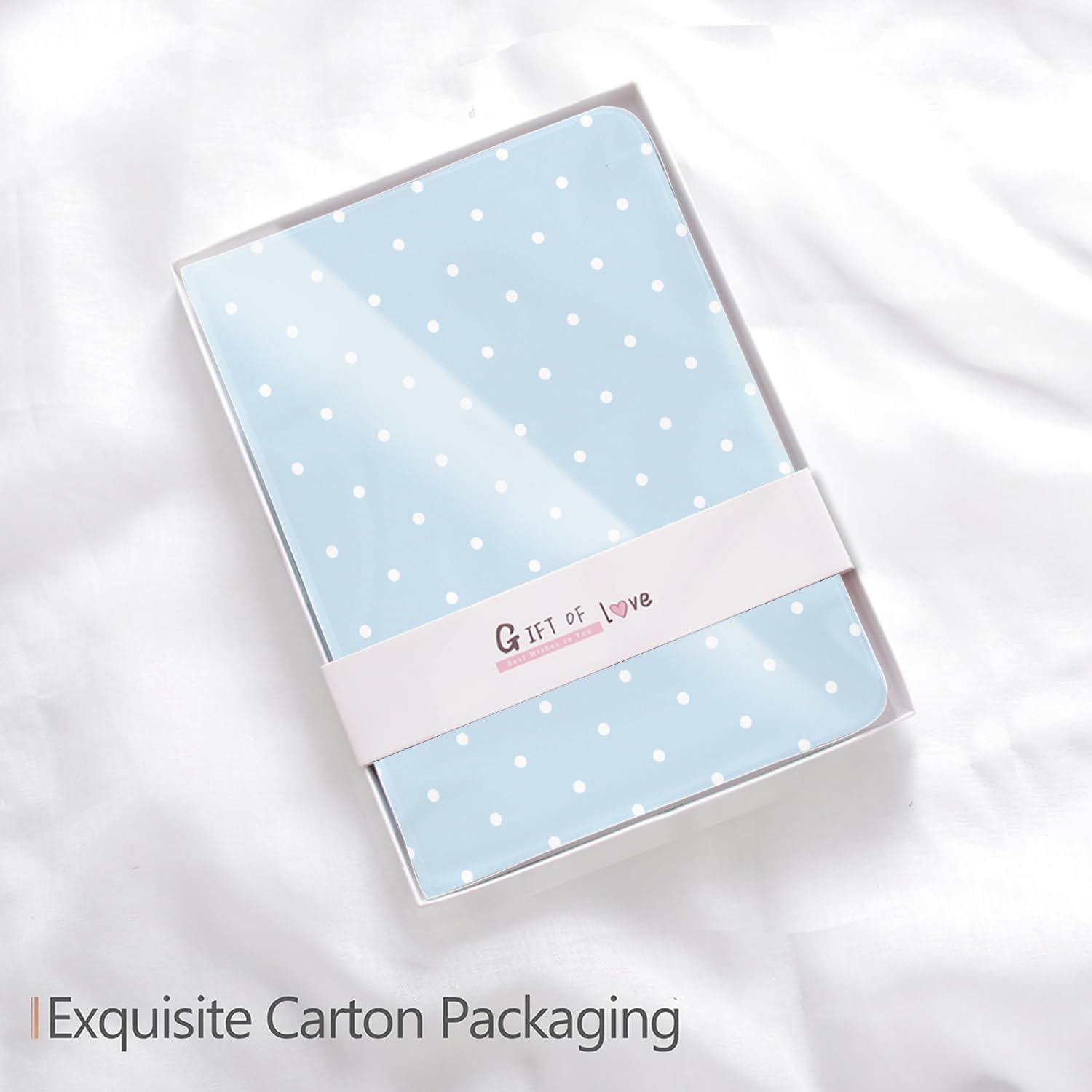 Cute White Polka Dot for iPad mini 7 A17 Pro 2024/iPad Mini 6 Case with Pencil Holder, Auto Sleep/Wake and Multiple Viewing Angles, Blue Leather Soft TPU Back Cover