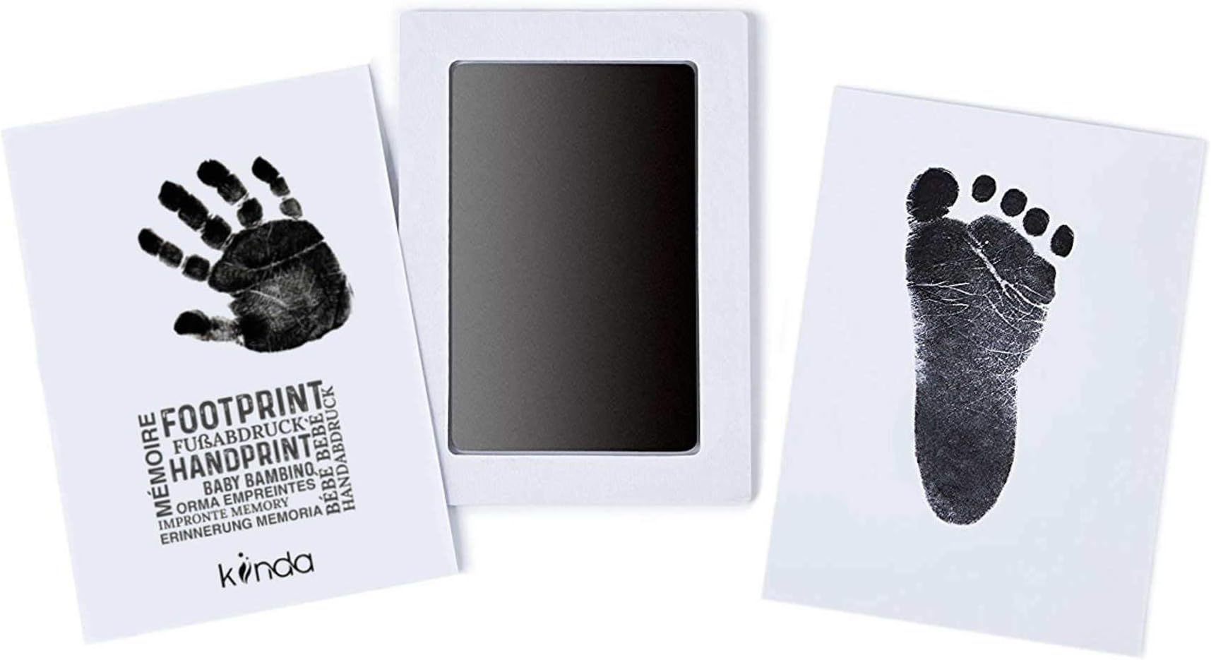 Baby "Clean Touch" Handprint and Footprint Kit | Includes Ink Pad and Two Imprint Cards | Inkless - babyskin has no Contact with The Ink | by kiinda (Black)