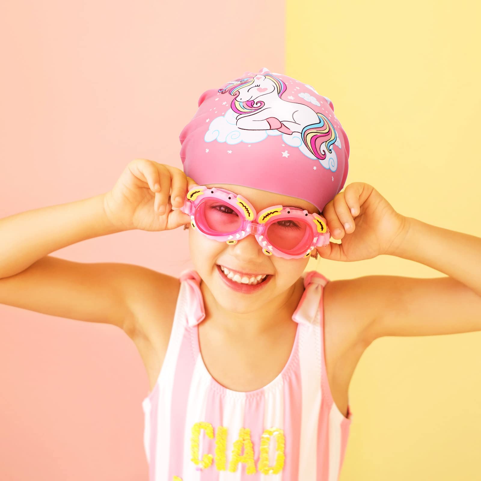Zwemkap Voor Kinderen Met Lang Haar – Waterdichte, Elastische Silicone Badmuts, Eenhoorn Ontwerp (2-12 Jaar)