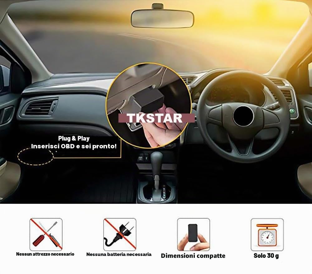 TKSTAR GPS Tracker TK816 OBD/senza ABO/GPS Tracker 12 V Auto 24 V Camion con App gratuita, 5 secondi per aggiornare la posizione in tutto il mondo, monitoraggio in tempo reale/nessuna batteria