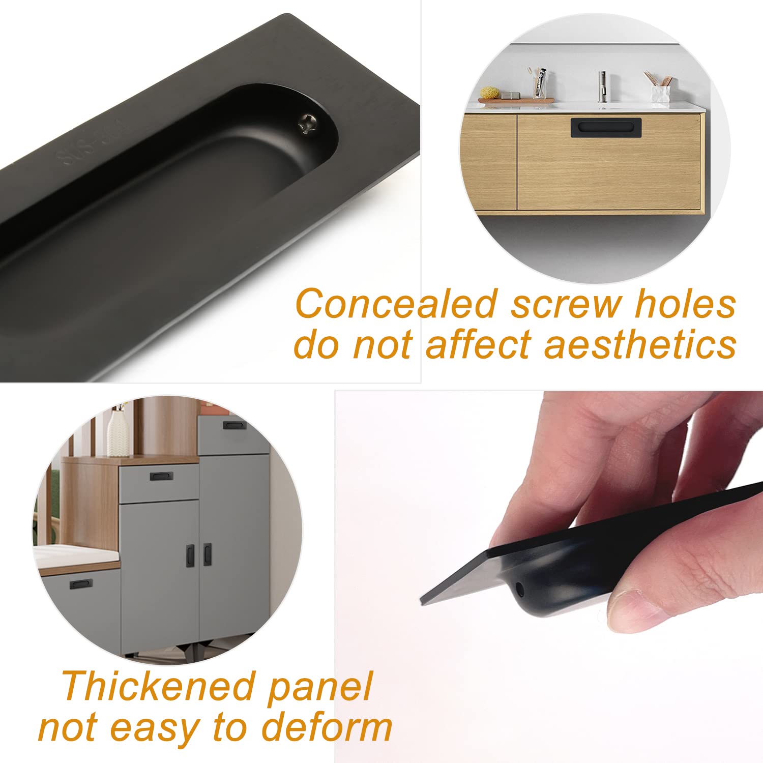 Lot De 2 Poignées De Porte Coulissante Encastrées De 150 Mm