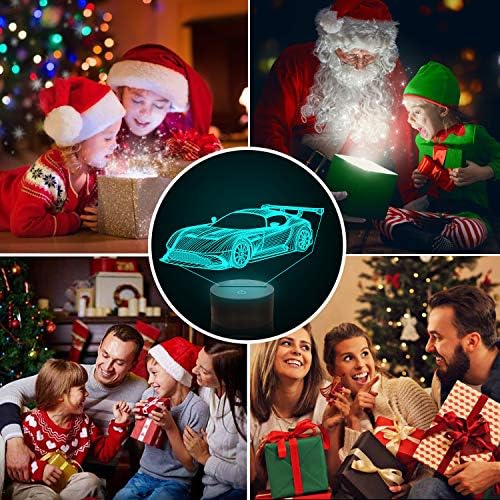 Coopark Car 3D Gifts Lamp, Rally Vehicles Illusion Optical Night Light 16 Colors Changing with Remote Control, Kids Bedroom Decor Novelty Birthday Gift Present for Sports Racing Lover Children Boy Men