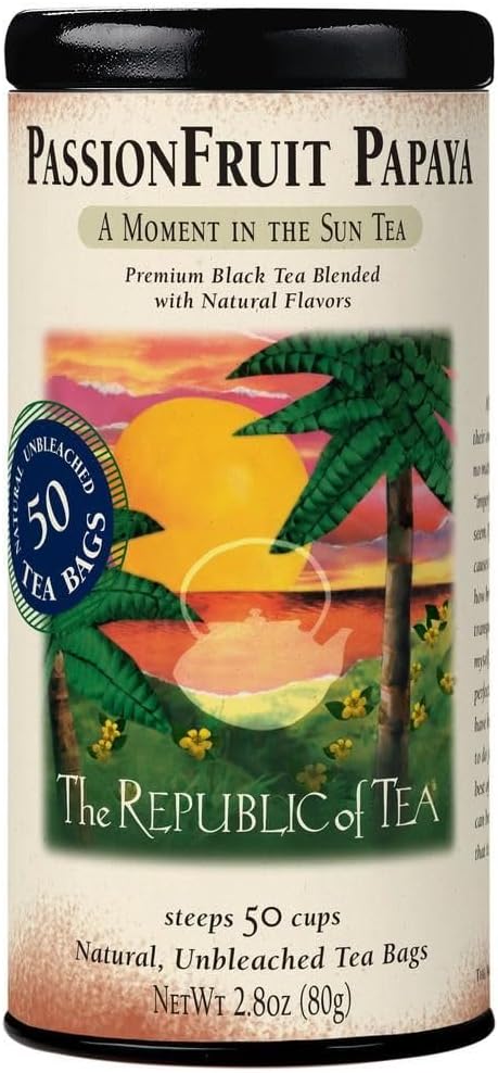 The Republic of Tea – PassionFruit Papaya Black Tea Bags, Naturally Caffeinated, 50 Servings