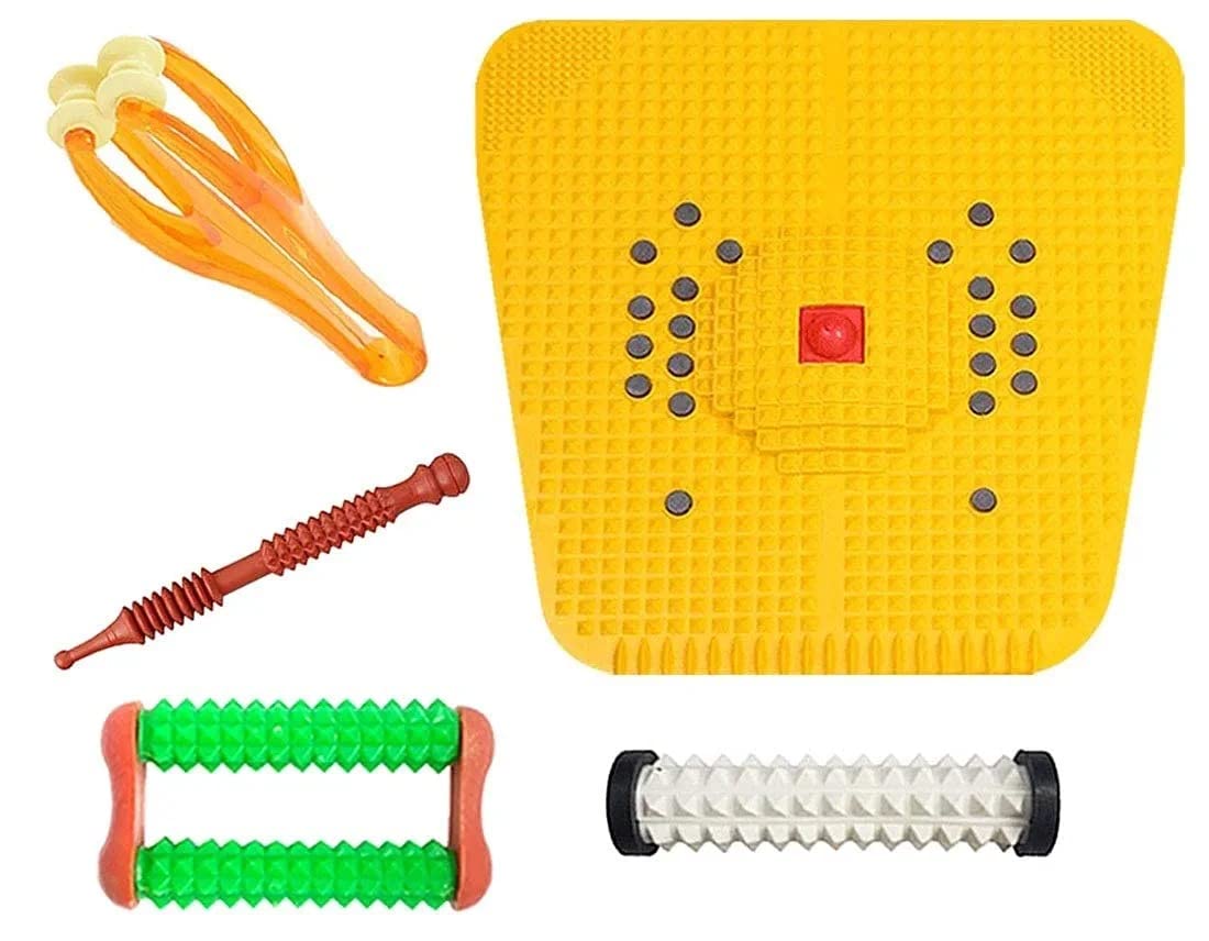 ACU Capital Finger Massager yubi Lax,Acu Magnetic Foot Mat_2000,Acupressure Jimmy,Hand Roll-Pyramidal Mini Roll-Double Combo