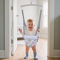 Vista 7 de Slevoo Saltador de bebé, puente de puerta de bebé con abrazadera de puerta, correa ajustable, actividad divertida para 6-12 meses, burbujas alegres
