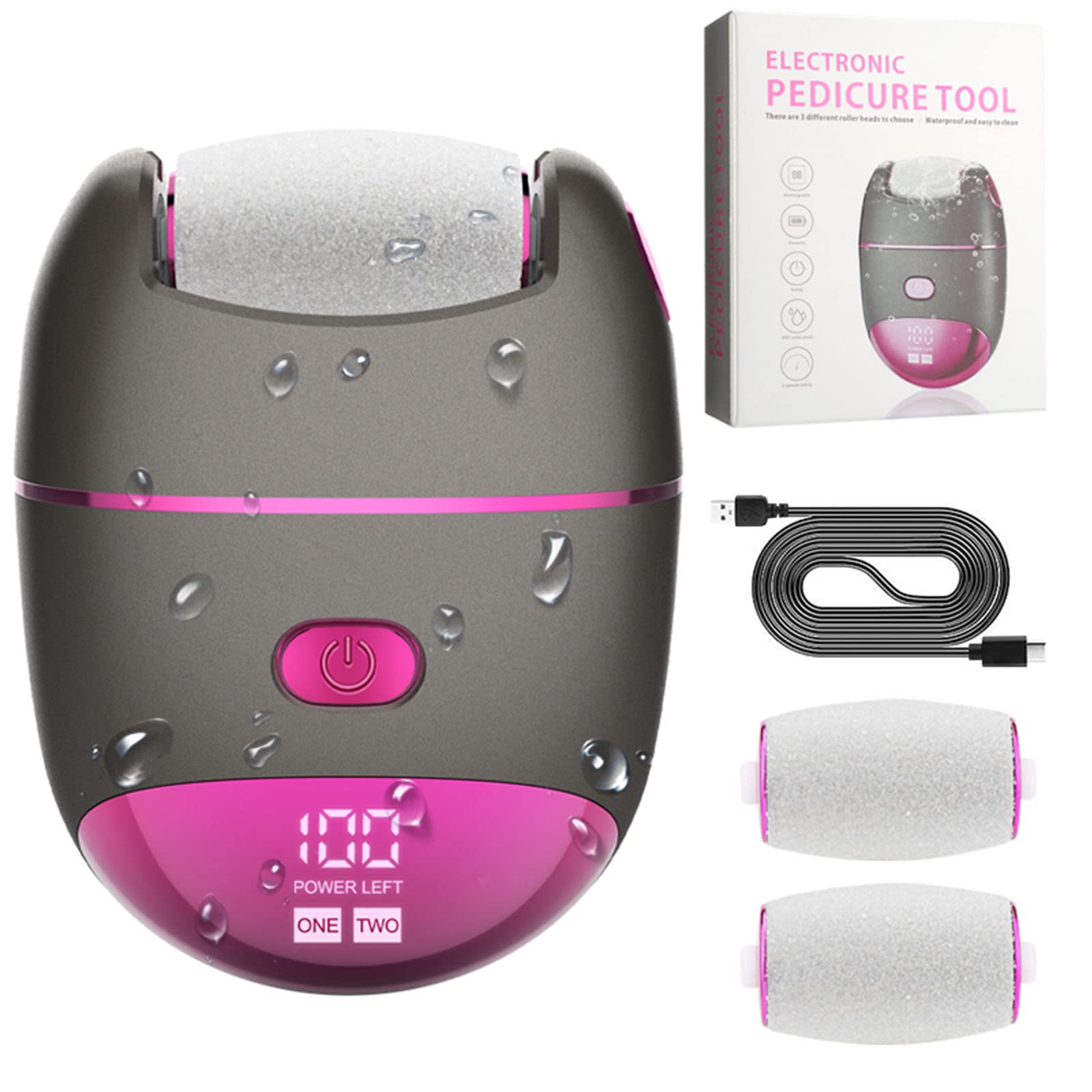 Lima Eléctrica for Pies Removedor de Callos Molinillo de Pies Recargable USB Herramienta de Pedicura for Quitar Talones Callos y Piel Dura Piedra Pómez Eléctrica for Pies Removedor de Callos Portátil/