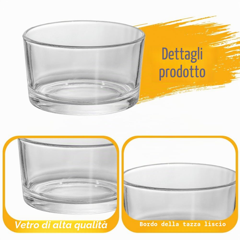 Set di 8 bicchieri da dessert trasparenti da 200 ml, piccole ciotole in vetro per dessert, per tiramisu, panna cotta, gelato, budino, cereali, yogurt, marmellata e dolci