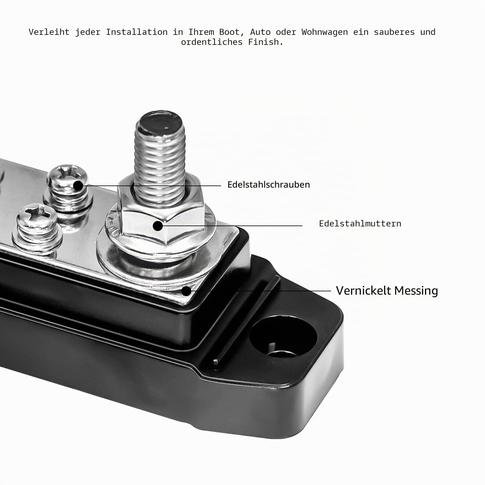 RECOIL BBPG5 Sammelschiene positiv und negativ 2 x M8 Bolzen und 8 x #8 Schraubklemmen Stromverteilerblock mit Ringklemmen