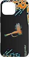 Vista 19 de Funda para iPhone 16 con mosca y pesca con moscas secas de piel de trucha por Black Fly Case