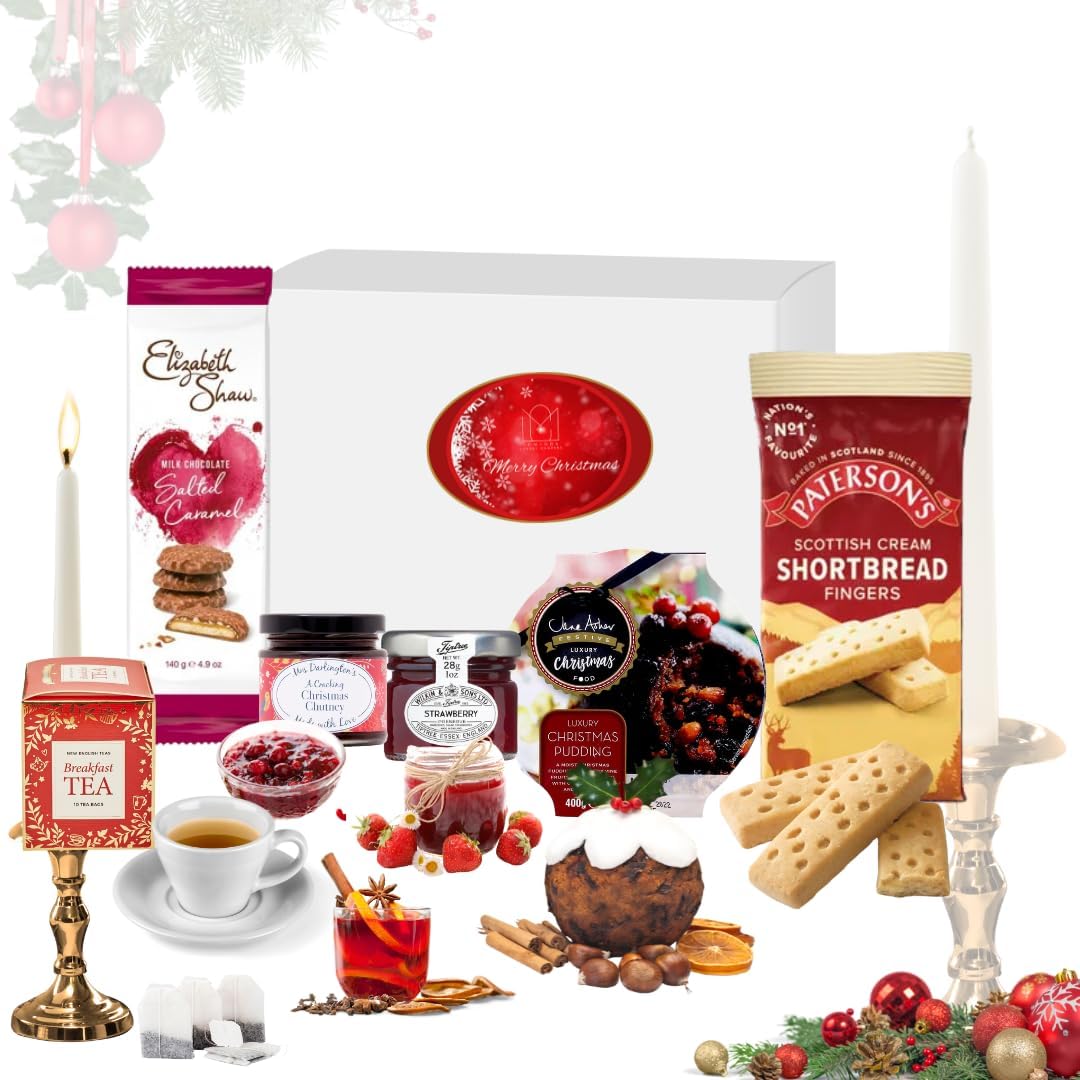 Christmas food hamper | Festive food gift box | Christmas gourmet food basket | Traditional Xmas hamper | Luxury Festive Gift Box with Indulgent Seasonal Goodies | Xmas Gift for Women, Men & Couples