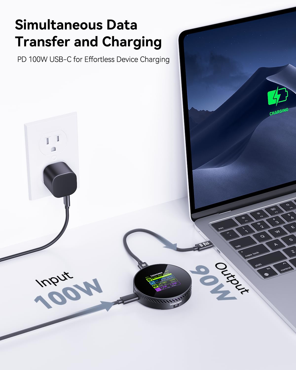 DOCKCASE Case SSD NVMe M.2 Magnetico, USB-C 10Gbps USB 3.2, 100W PD, Protezione da Perdita di Alimentazione in 3s, Compatibile con NVMe 2230/2242, iPhone 16/15 Pro Max ProRes